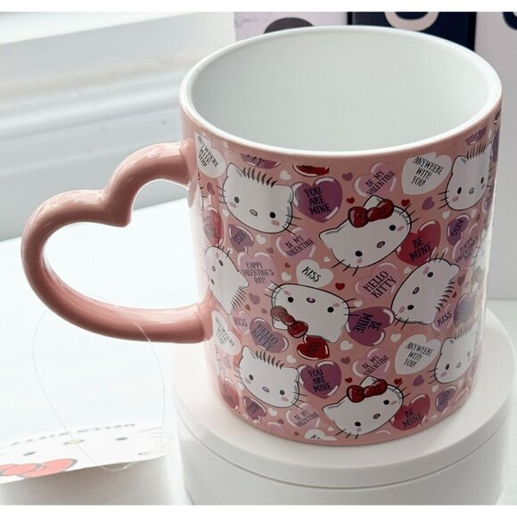Hello Kitty Sanrio Pink Valentine's Day Cup Heart Shape Handle 16oz - Picture 3 of 7